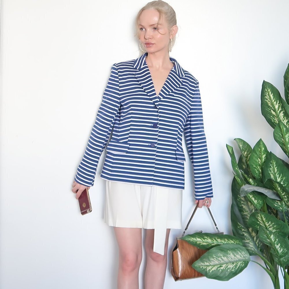 JG Hook Striped Single-breasted Ponte Blazer